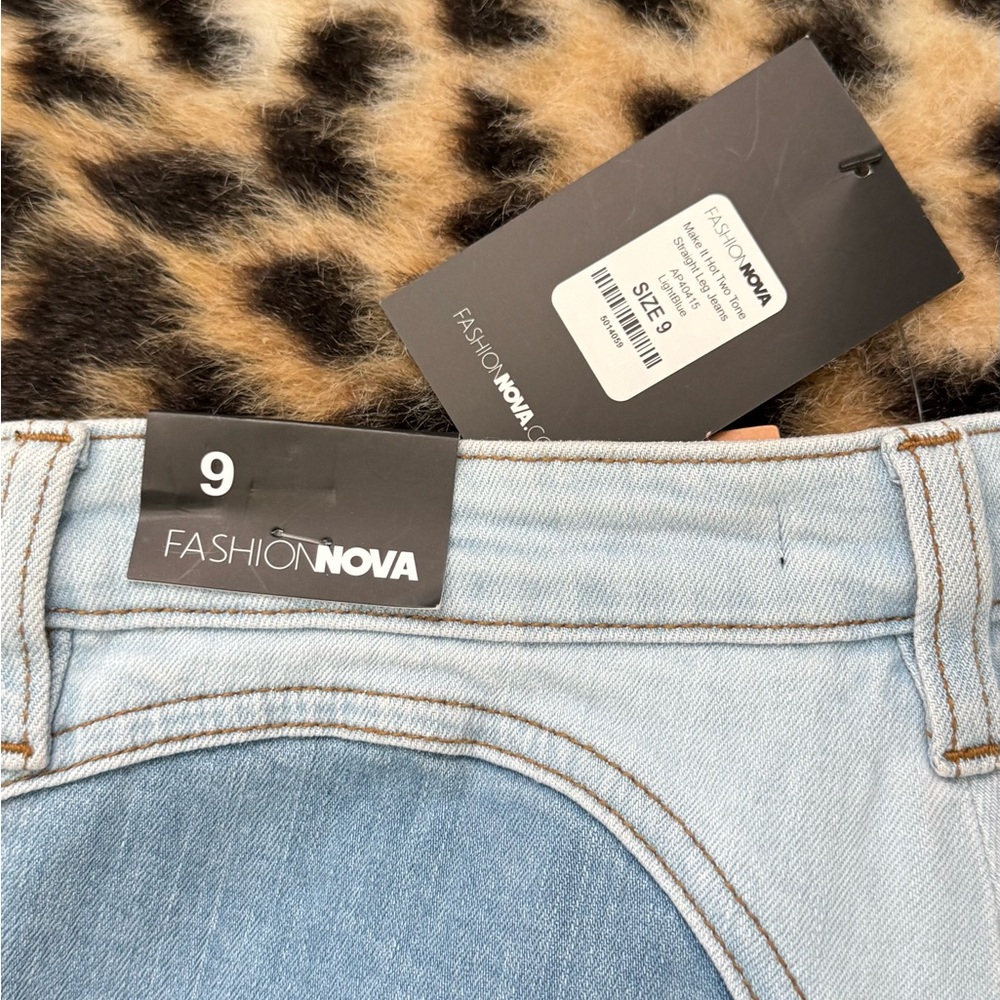 Fashion Nova Light and Medium Blue Flare Jeans - Picture 3 of 3